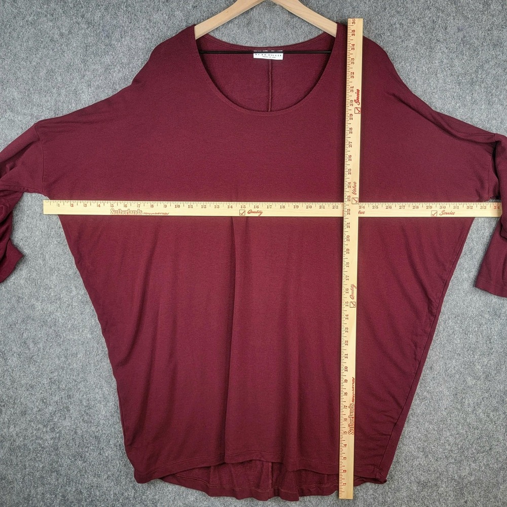Byrn Walker Shirt Womens L Burgundy Rachelle Tunic‎ Oversized Dolman Sleeves USA - Picture 7 of 10